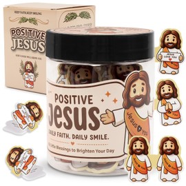 Jesus Jar with 60 Double-Sided Cards – Bible Verse, Positive Jar for Daily Faith – Christian Gifts for Women, Men, Religious birthday Gifts