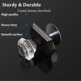 Gobrico Dummy Crystal Knob in Oil Rubbed Bronze for Interior Closet,Single Side Dummy Handle,Invisible Screws Dummy Lever,Non-Locking Dummy Knobset,1 Pack
