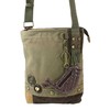CHALA Patch Cross-Body Women Handbag, Olive Canvas Messenger Bag -