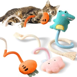 Speedy Panther Cat Chew Rope – 3 Pack Plush Toys with Rope, Bite Resistant Catnip Rope Toys for Indoor Cats & Kittens | Teeth Cleaning | Stress Relief