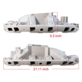 JGhyperX 7181 84023 Intake Manifold Aluminum Dual Plane Compatible with Ford Small Block Windsor 351 5.8L 1969-1997 SBF 351W 1,500-6,800 RPM V8 Engine Silver