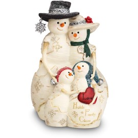 BirchHeart 5-Inch Tall Snowman Family, Reads "Love Holds a Family Close" by Pavilion Gift Company