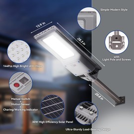 LANGY Solar Street Lights Outdoor, 2500W Solar Parking Lot Lights, 200000LM 6500K, Dusk to Dawn Motion Sensor and Remote Control, IP67 Waterproof, Commercial Solar Outdoor Light Garage