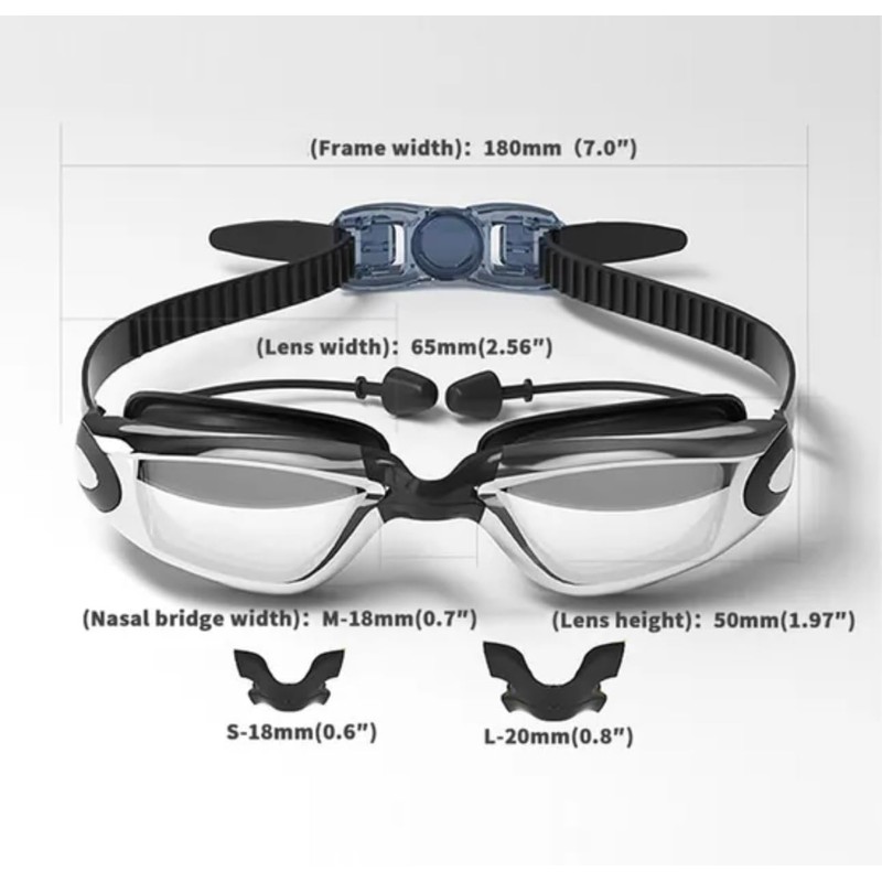 Swimming Goggles with Rainbow Lens, 180mm Wide Frame, Adjustable Strap,