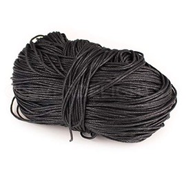 75 Feet - CleverDelights 1mm Waxed Cotton Cord - Black - Crafts Beading Jewelry Necklaces Macramé