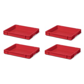 Set of 4 Travel Stackable Case TK 400/50 0, Red 400X300X50 mm (L x W x H), Polypropylene, 4 Litres, Maximum Load 20 kg, food safe, Made in Germany, Industrial Grade