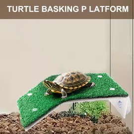 Basking Dock for Aquatic Turtles, Pet Turtle Tank Basking Land, Reptile Ramp Simulation Grass Resting Land for Living Room Restaurant Frog Tortoise