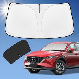 for Mazda CX5 CX-5 2017-2024 Sun Shade Sunshade Windshield Cover, 4-Layer Front Window Shade Custom Fit CX5 Sport, Touring, Grand Touring, 4 Door Crossover Sun Visor 240T Fabric Shade
