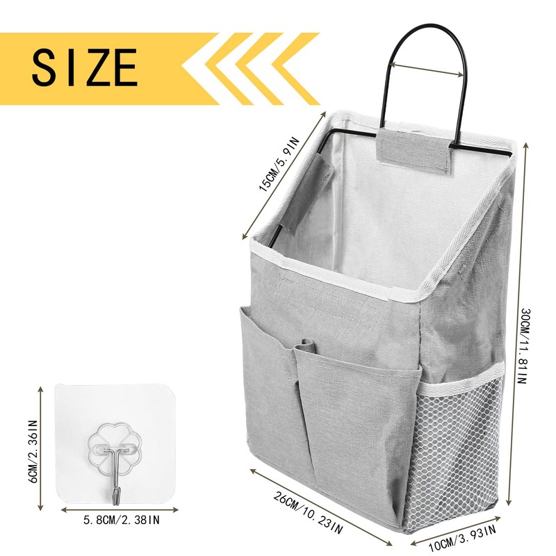 Zxglxinyao 2pcs Wall Hanging Storage Bags with Pockets, Black, Minimalist