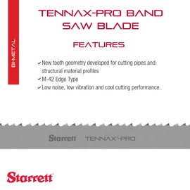 Starrett Tennax Pro Band Saw Blade - Ideal for Cutting on Pipes, Tubes, Structural Profiles and Bundles - 12 Feet, 1 Inch Width, 6-10 TPI - 99575-12