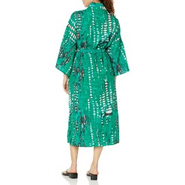 Hadley Wren Women's Standard Lightweight Kaftan for Everyday and/or Swimsuit Cover, Bali Kimono Green, One Size
