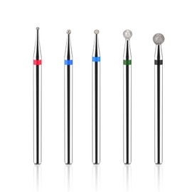 BNG Cuticle Bit Nail Drill Set 5Pcs Electric Ball Drill Bits Kit Nail File For Cuticle Remove, 3/32" Diamond Nail Drill Professional Manicure Pedicure Home Salon Burr Tool