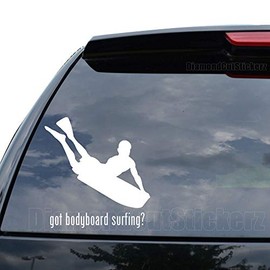 DiamondCutStickerz GOT Bodyboard Surfing Surfer Decal Sticker Car Truck Motorcycle Window Bumper Laptop Wall Decor - Size (05 inch / 13 cm Tall) - Color (Matte White)