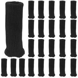 Hordion 24 Pcs Chair Leg Socks, Black Knitted Furniture Socks, High Elastic Chair Leg Covers Floor Protectors for Bar Stool Legs