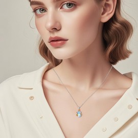 AIZANYU Moonstone Dragonfly Necklace Sterling Silver Dragonflies and Flower Teardrop Pendant Necklace Jewelry Gifts for Women