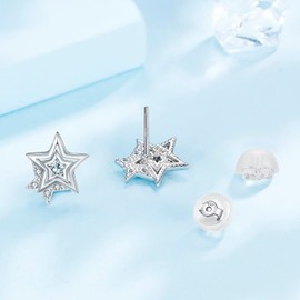 Arrebol Women's 925 Sterling Silver Stud Earrings with 3A Cubic Zirconia Earrings for Women Gift, Sterling Silver, Cubic Zirconia