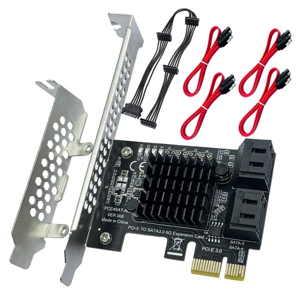 PCIe SATA 3.0 Card 4 Ports 1X PCI Express Expansion