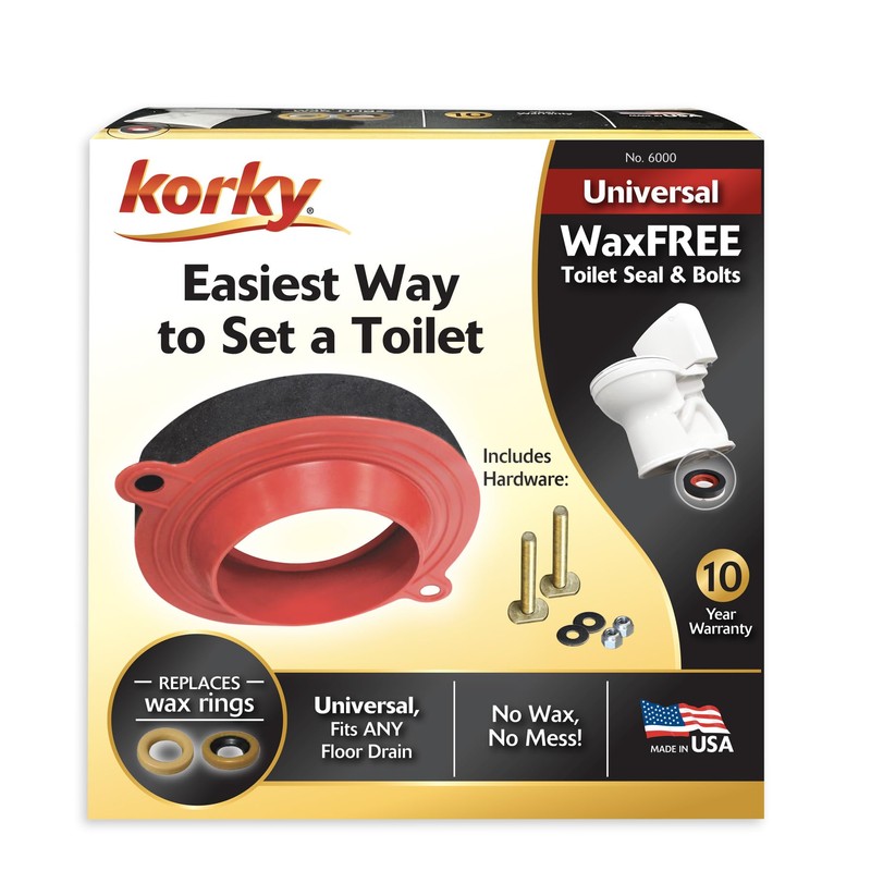 Korky 6000CP Toilet Wax Free Seal Kit with Hardware -