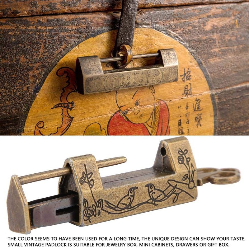 Garosa Padlock Chinese Vintage Mini Antique Retro Style Magpie Flowers