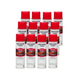 Rust-Oleum 264696-12PK Industrial Choice M1400 System Water-Based Construction Marking Paint, 17 oz, Safety Red, 12 Pack