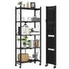 DEANIC 5-Shelf Folding Bookcase with Wheels, Rolling Bookshelf Heavy Duty