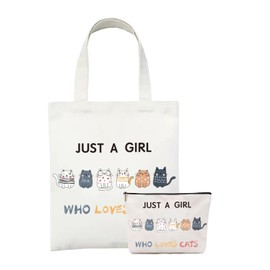 VivaJoy Cat Gifts for Women - Cat Tote Bag and Makeup Bag, Cat Gifts for Girls, Cat Themed Gifts for Women, Teen Girl Gifts, Gifts for Cat Lovers