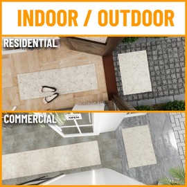 Ottomanson Solid Design Non-Slip Rubberback 3x20 Indoor/Outdoor Runner Rug for Hallway, Kitchen, Living Room, Garage, Patio, 3' x 19'11", Beige