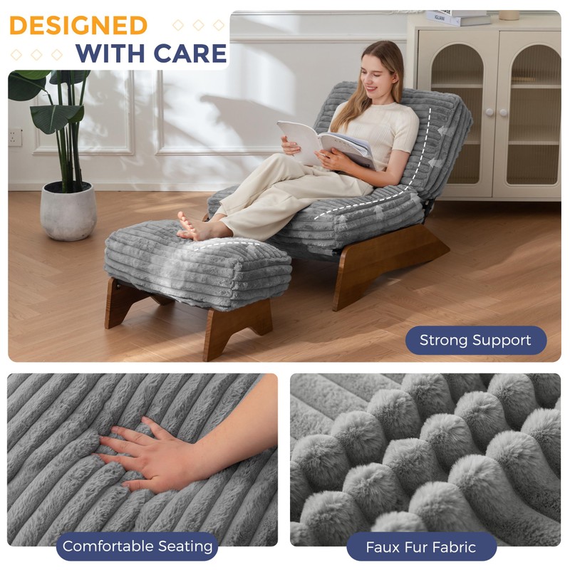 MAXYOYO Modern Adjustable Accent Chair with Ottoman, Upholstered Living Room