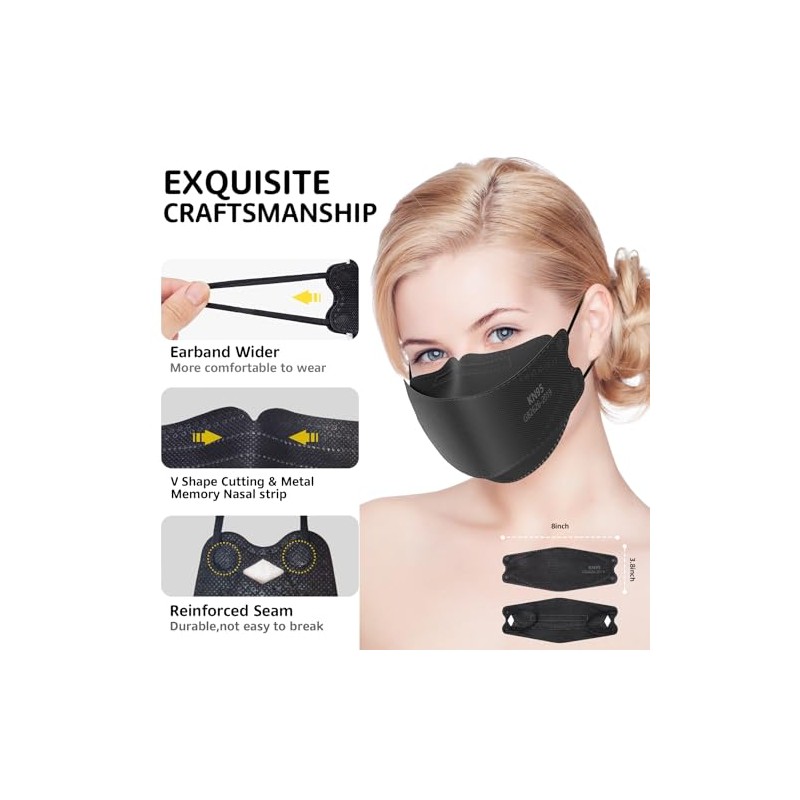 Mascarillas KN95, Paquete de 50, Transpirables, cómodas y Desechables, mascarillas