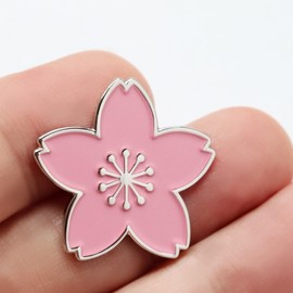 Sakura Petal Lapel Pin Badge Alloy, Large Size 1.0 inches (2.6 cm), Silver Plated