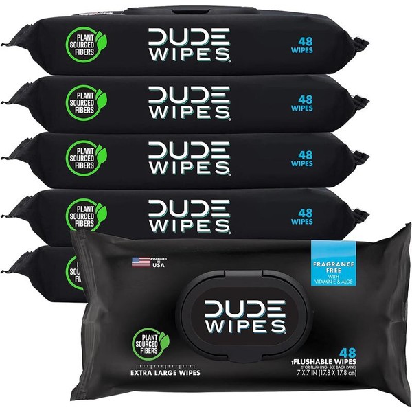 DUDE Wipes - Flushable Wipes - 6 Pack, 288 Wipes