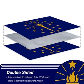 XIFAN Double Sided Indiana State Flag 3x5 ft, Heavy Duty 3 Ply Durable Polyester, IN Flag with Vibrant Print/4 Rows Hemming/Brass Grommets for Indoor Outdoor Decor