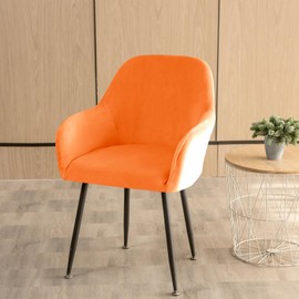 LIFEDX Chair Cover Velvet Stretch Set of 2/4/6, Curved Chair Covers, Backrest with Armrest, Removable, Chair Cover, Dining Room Chairs, Modern Office Chair Cover, Chair Protector Orange, 2 Pieces