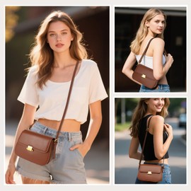 MoreFarther Leather Shoulder Handbags for Women, Elegant Small Square Crossbody Bags with 2 Detachable Adjustable Straps, Convertible Clutch Purse for Work School Travel (White)