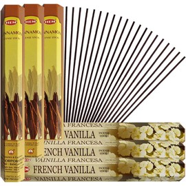 French Vanilla Incense Sticks and Cinnamon Incense Sticks with Incense Holder Bundle for Home Fragrance and Spiritual Décor