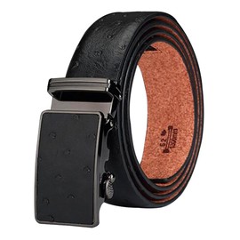 maikun Ratchet Belt for Men, Cinturones De Hombre 35mm Wide Automatic Buckle, Ostrich Grain Black, Size L