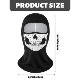 Ski Mask, Skull Balaclava Ghost Mask for Outdoor Sports, Full Face Coverage for Cosplay, Winter Activities, Made of Durable Polyester in Black and White