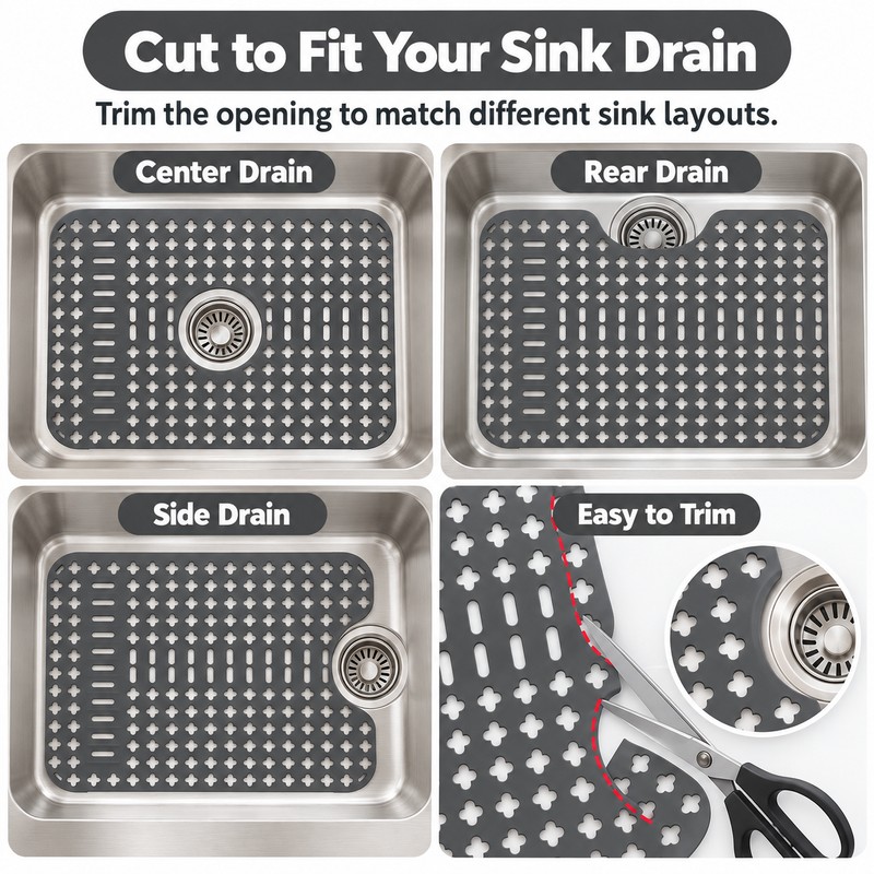 Silicone Sink Protector Mat for Kitchen Sinks – Non-Slip Heat-Resistant