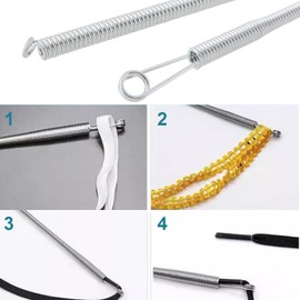 Briny River 4pcs Spring Drawstring Needle Threader DIY Rope Threader Clip Rope Threader Suitable for Hand Sewing Jackets Pants Shorts Total 22.8cm Head Width 0.43 and 0.63cm