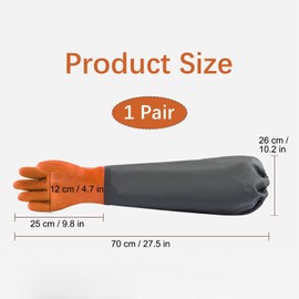 STOUCLA Pond Cleaning Gloves,29 Inch Long cleaning Gloves,Sleeve Working Gloves,Waterproof Gloves elbow length rubber gloves, Waterproof Aquarium Gloves,orange