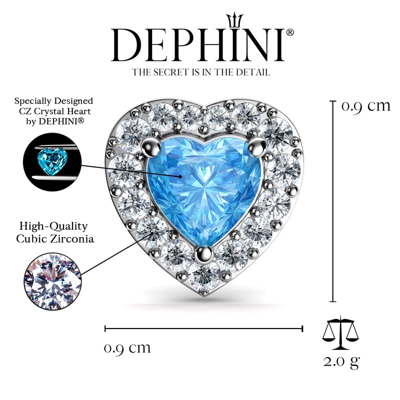 DEPHINI - Aqua Heart Earrings - 925 Sterling Silver -