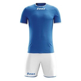 Zeus Man Woman Unisex Suit Kit T-shirt Pants Shorts Football Soccer Five-a-Side Championship Royal-White Sticker (L)