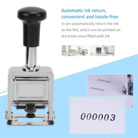 Self-inking Number Stamp, 5 Digit Automatic Jump Numberer, Professional Zinc Alloy Numbering Machine with Ink for Document Identification Numbers