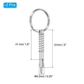 PATIKIL 316 Stainless Steel Quick Release Pin 2 Pack Bimini Top Pin Usable Length 1.6", Total Length 2", Dia 0.25" Boat Marine Hardware with Drop Cam & Spring for Deck Boat Bimini Top