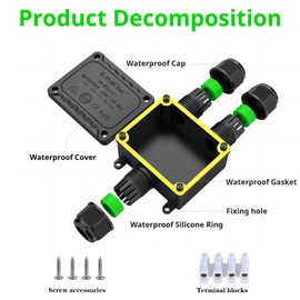 SZFUDIGO Waterproof Junction Box Outdoor, ip68 3 Way Waterproof Box, M25 Small Box, Suitable for Indoor and Outdoor Lighting