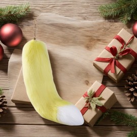 Izemisonico Tail Keychain Tail Gal Fox Tail Fur Keychain Accessory Bag Charm Costume Fox Dog Cute Kimono Accessory Fancy Dress Unisex Anima Strap Gift 10color & 35cm, yellow, Free size