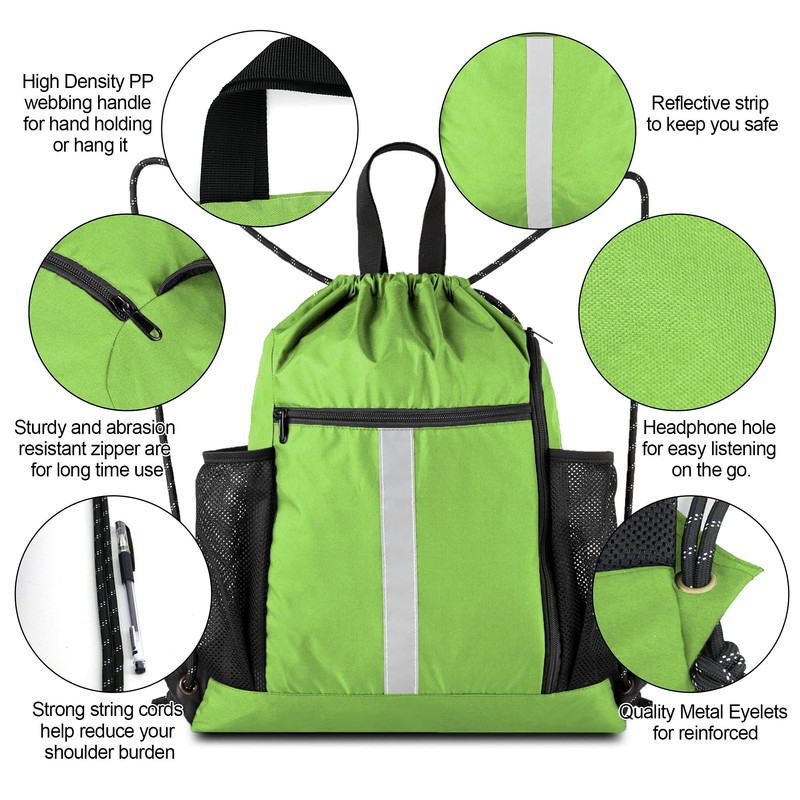 BeeGreen Royal Blue Drawstring Backpack Bag with Shoe Compartment X-Large