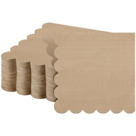 100 Servilletas de Cóctel Festoneadas Servilletas de Papel Grueso Servilletas Desechables para Fiestas Servilletas para Bebidas para Boda Cena Suministros Cumpleaños, 5 x 5 Pulgadas (Marrón Claro)