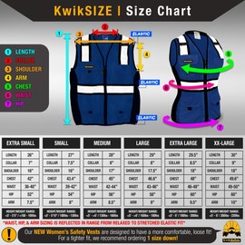 KwikSafety - Charlotte, NC - BLUE LADY Safety Vest for Women 9 Pockets High Visibility ANSI Unrated Reflective Hi Vis Limited Edition Fitted Heavy Duty Construction Work PPE/Blue XL