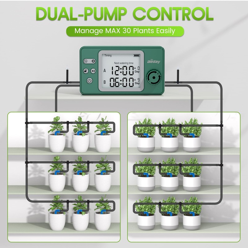 Solar Powered Dual Pump Drip Irrigation Kit for Outdoor Indoor